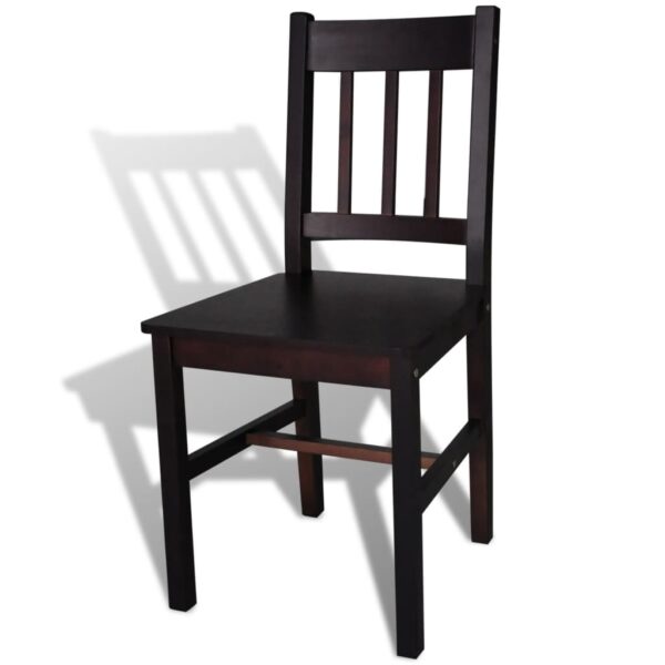 vidaXL Dining Chairs 2 pcs Dark Brown Pinewood - Image 4