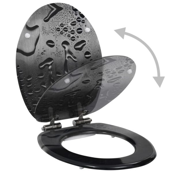 vidaXL WC Toilet Seat with Soft Close Lid MDF Water Drop Design - Image 2