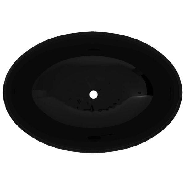 vidaXL Luxury Ceramic Basin Oval-shaped Sink Black 40 x 33 cm - Image 3