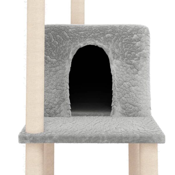 vidaXL Cat Tree with Sisal Scratching Posts Light Grey 144.5 cm - Image 6