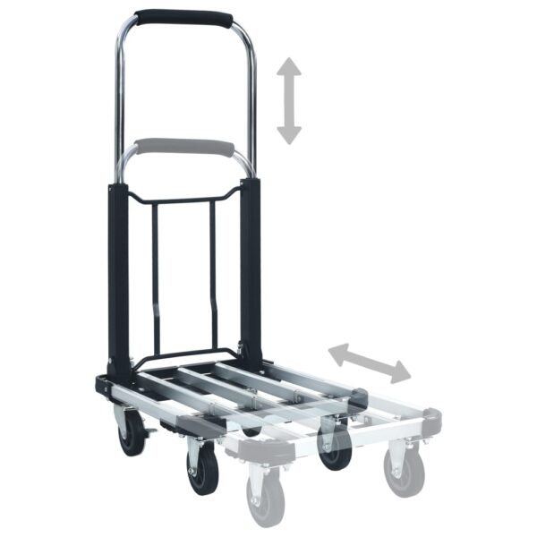 vidaXL Foldable Transport Trolley 150 kg Aluminium Silver - Image 10