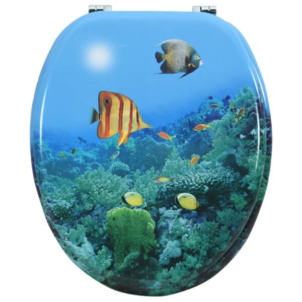 vidaXL WC Toilet Seat with Lid MDF Deep Sea Design - Image 6
