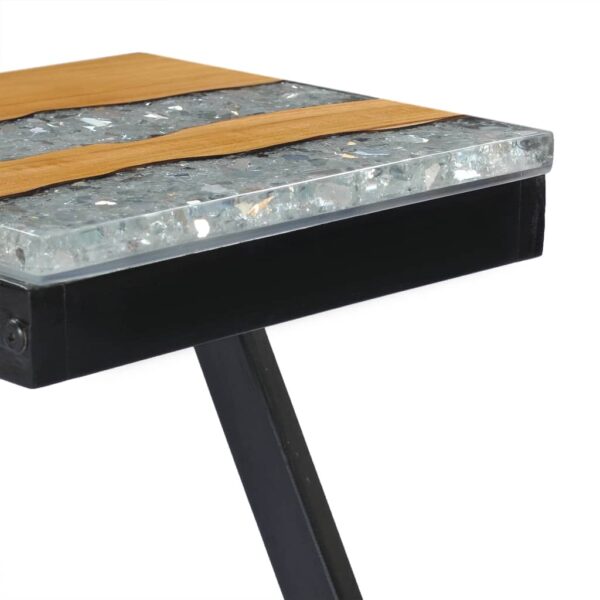 vidaXL Coffee Table 30x30x50 cm Solid Teak Wood and Polyresin - Image 7