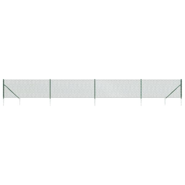 vidaXL Chain Link Fence with Spike Anchors Green 1x10 m - Image 2