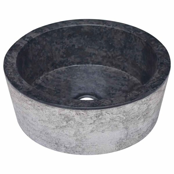 vidaXL Sink Black Ø40x15 cm Marble - Image 2