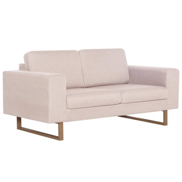 vidaXL 2-Seater Sofa Fabric Cream - Image 2