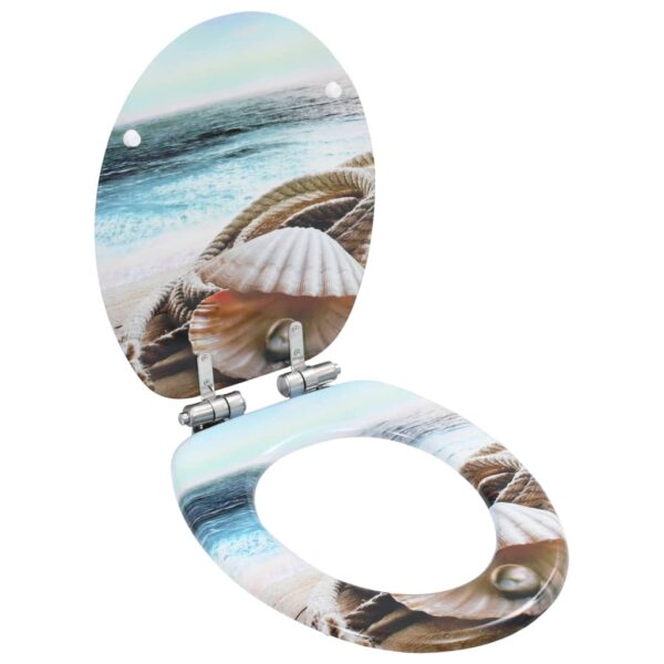 vidaXL WC Toilet Seat with Soft Close Lid MDF Muschel Design - Image 1