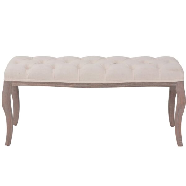 vidaXL Bench Linen Solid Wood 110x38x48 cm Cream White - Image 2