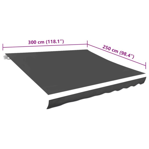 vidaXL Awning Top Sunshade Canvas Anthracite 300x250 cm - Image 5