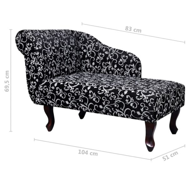 vidaXL Chaise Longue Black and White Fabric - Image 6