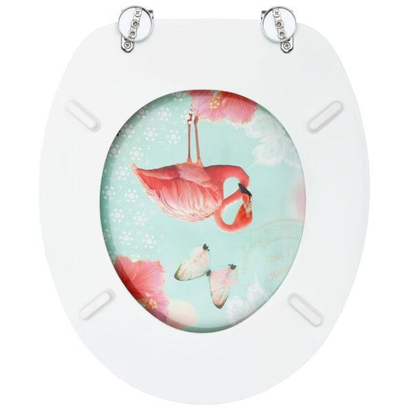 vidaXL WC Toilet Seat with Lid MDF Flamingo Design - Image 6