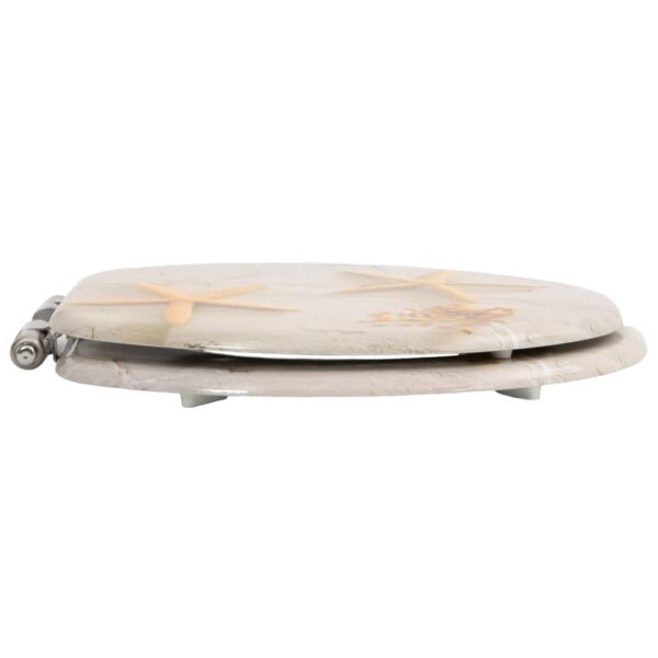 vidaXL WC Toilet Seat with Soft Close Lid MDF Starfish Design - Image 4