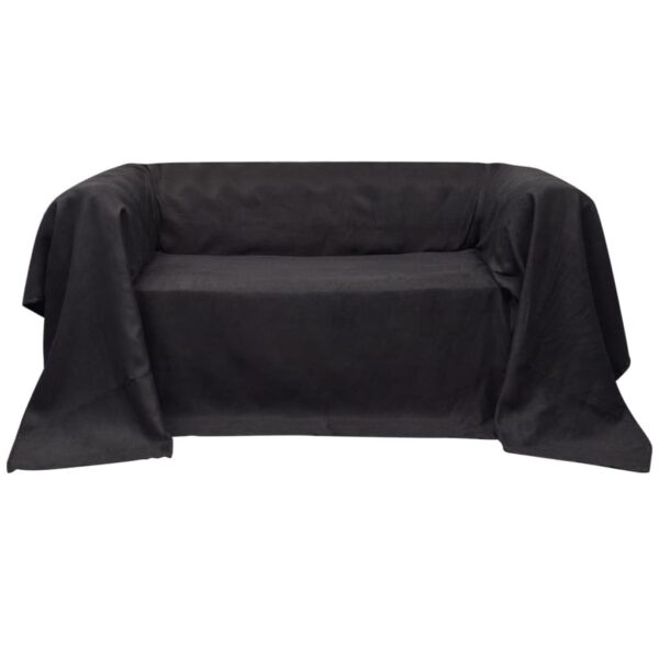 vidaXL Micro-suede Couch Slipcover Anthracite 270 x 350 cm - Image 1