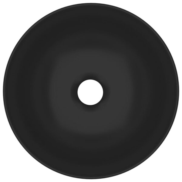 vidaXL Bathroom Sink Ceramic Matt Black Round - Image 4