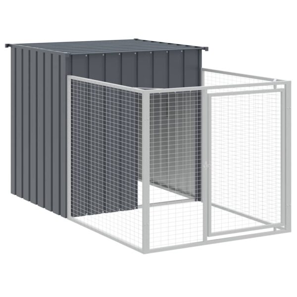vidaXL Dog House with Run Anthracite 110x201x110 cm Galvanised Steel - Image 2