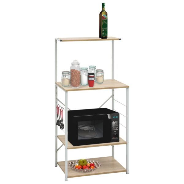 vidaXL Microwave Cabinet White and Oak 60x39.6x123 cm Engineered Wood - Image 1