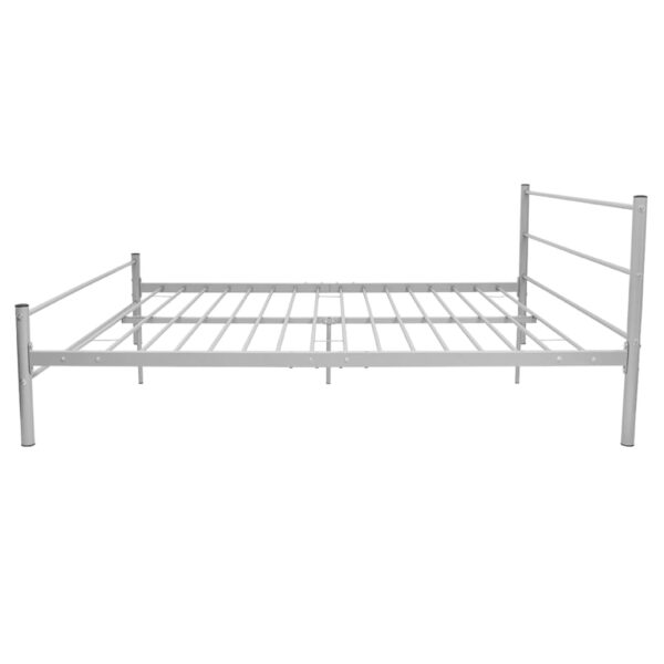 vidaXL Bed Frame without Mattress Grey Metal Queen Size - Image 4
