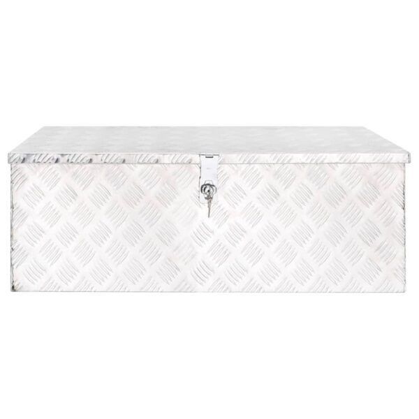 vidaXL Storage Box Silver 90x47x33.5 cm Aluminium - Image 2