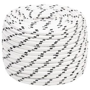 vidaXL Braided Boat Rope White 12 mmx100 m Polyester