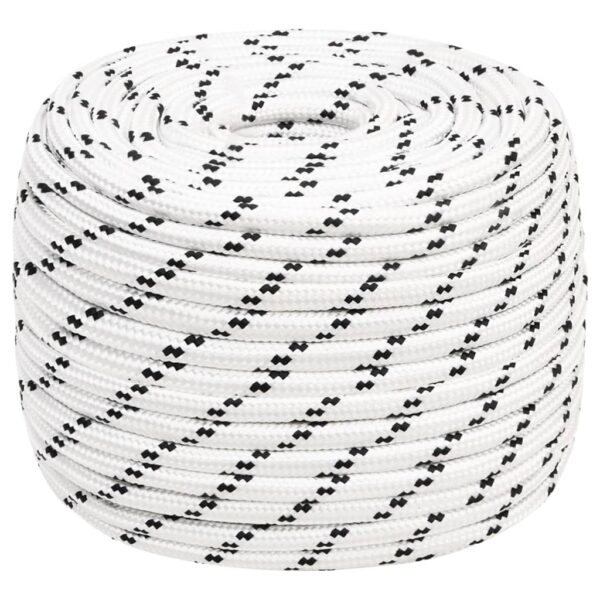 vidaXL Braided Boat Rope White 12 mmx100 m Polyester - Image 1