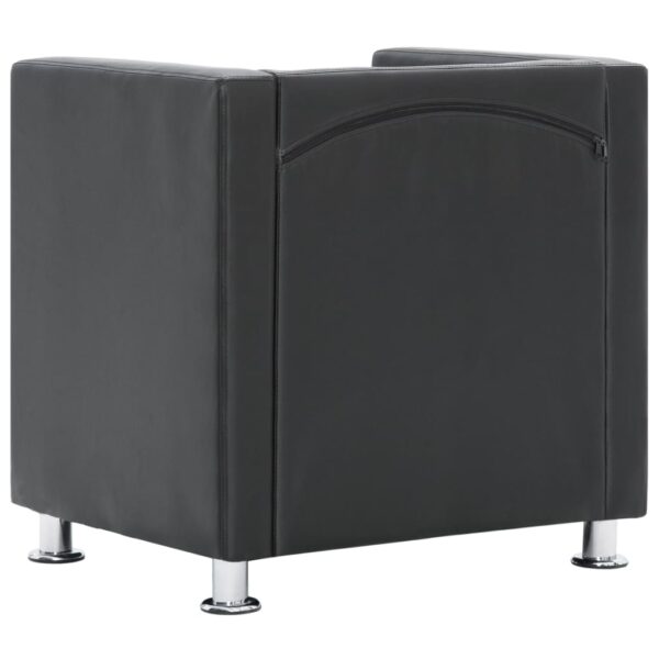 vidaXL Cube Armchair Grey Faux Leather - Image 5