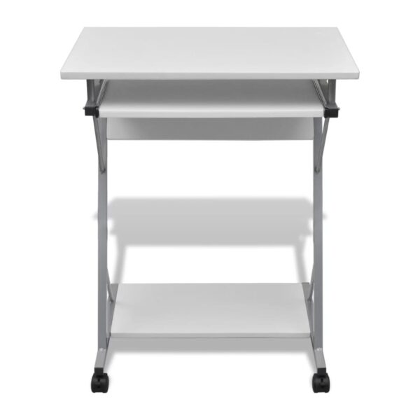 vidaXL Compact Computer Desk with Pull-out Keyboard Tray White - Image 2