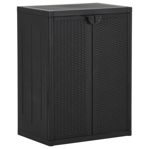 vidaXL Garden Storage Cabinet Black 65x45x88 cm PP Rattan - Image 1