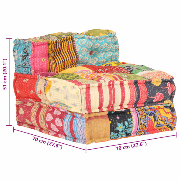 vidaXL Modular Pouffe Patchwork Fabric - Image 10