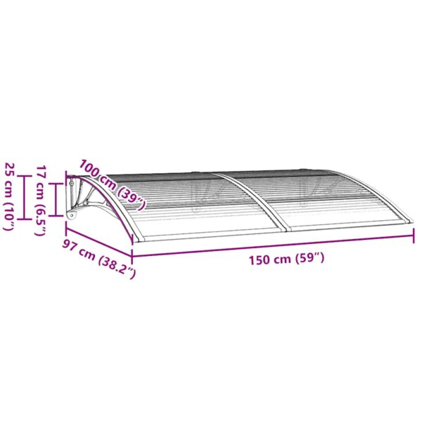 vidaXL Door Canopy Black 150x100 cm Polycarbonate - Image 7