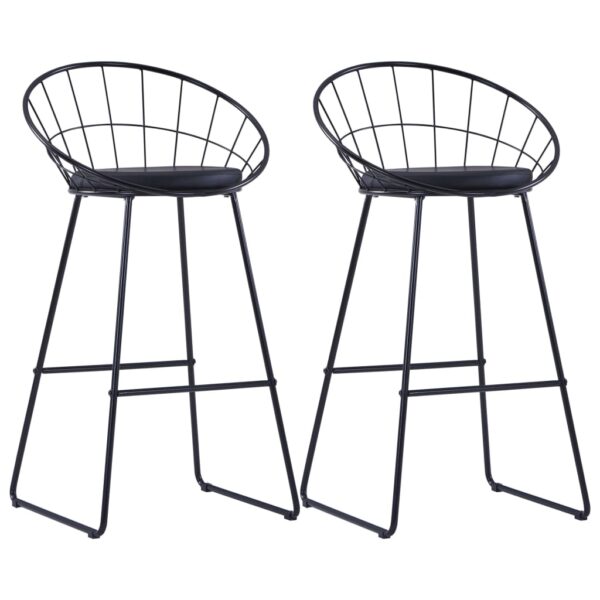 vidaXL Bar Chairs 2 pcs Black Faux Leather - Image 1