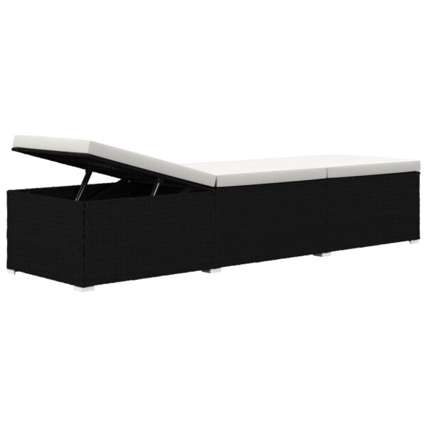 vidaXL 3 Piece Garden Sun Loungers with Tea Table Poly Rattan Black - Image 7