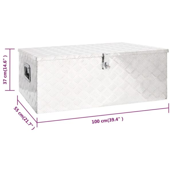 vidaXL Storage Box Silver 100x55x37 cm Aluminium - Image 8