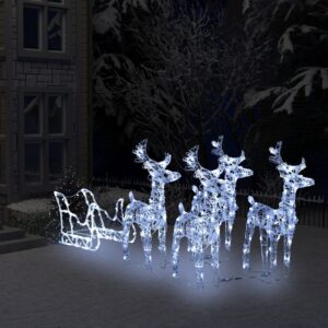vidaXL Reindeers & Sleigh Christmas Decoration 280x28x55 cm Acrylic