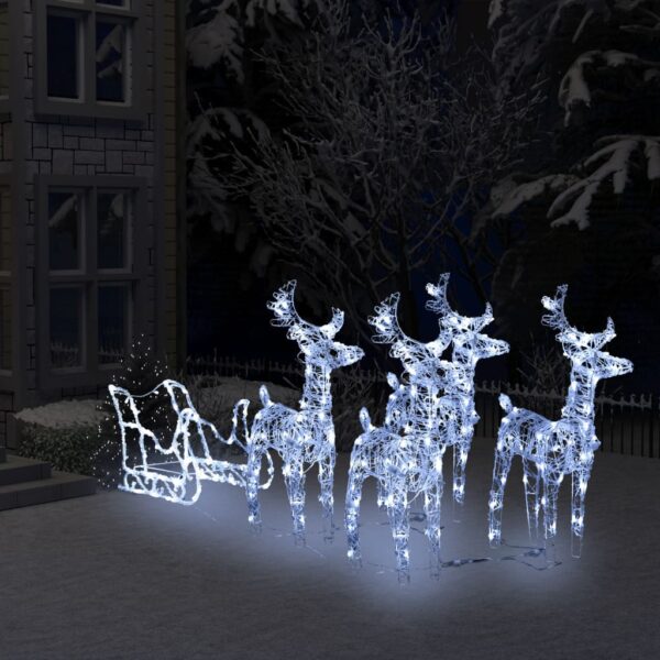 vidaXL Reindeers & Sleigh Christmas Decoration 280x28x55 cm Acrylic - Image 1