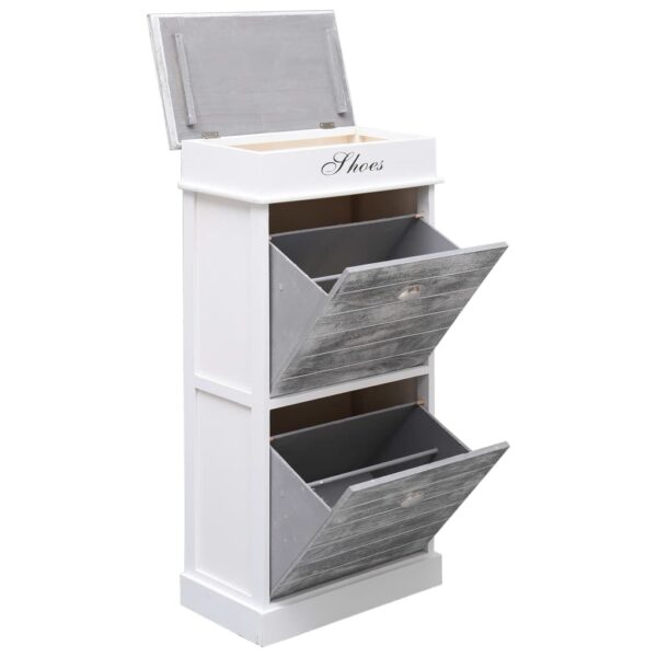 vidaXL Shoe Cabinet Grey 50x28x98 cm Paulownia Wood - Image 5