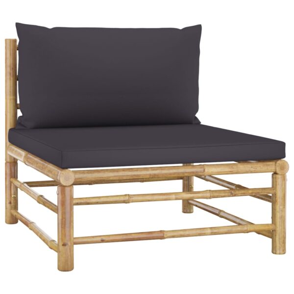 vidaXL 10 Piece Garden Lounge Set with Dark Grey Cushions Bamboo - Image 7