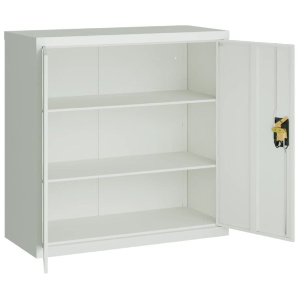 vidaXL Office Cabinet with 2 Doors Grey 90 cm Steel - Image 7