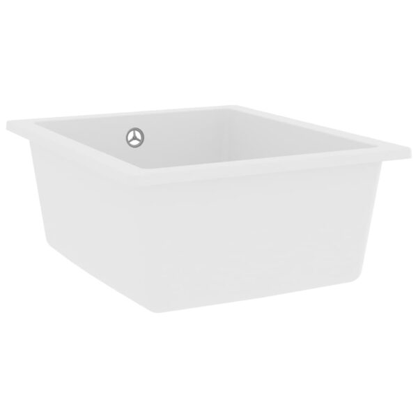 vidaXL Kitchen Sink with Overflow Hole White Granite - Image 3