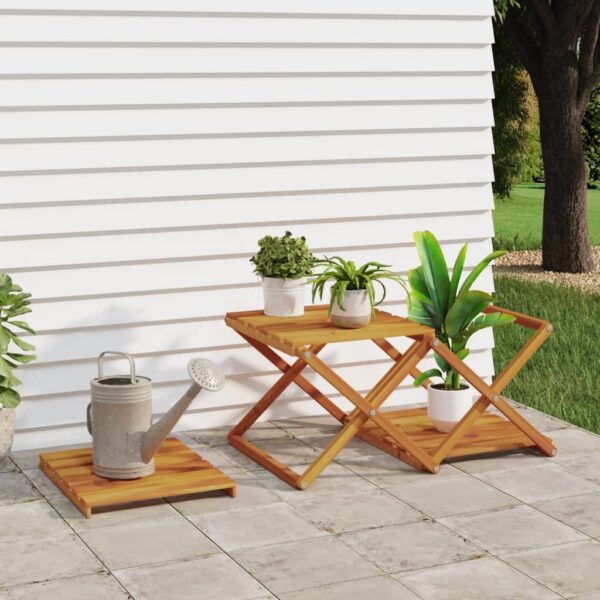vidaXL 3-Tier Folding Shelf Brown 43x31x63 cm Solid Wood Acacia - Image 3
