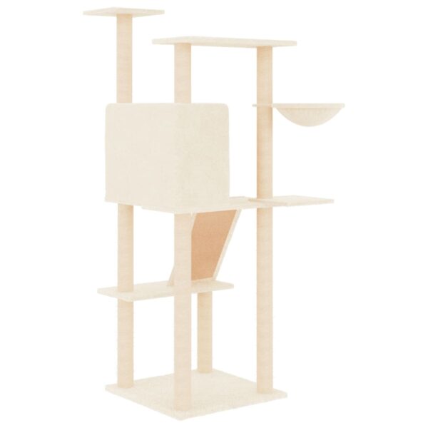 vidaXL Cat Tree with Sisal Scratching Posts Cream 143 cm - Image 5
