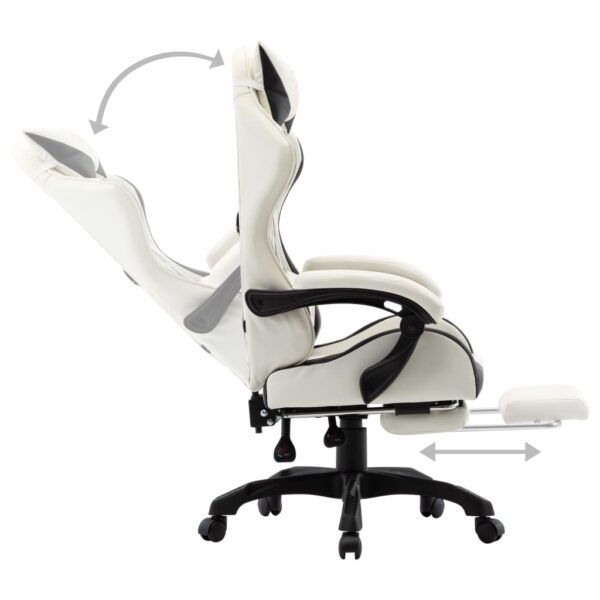 vidaXL Racing Chair with Footrest Black and White Faux Leather - Image 4