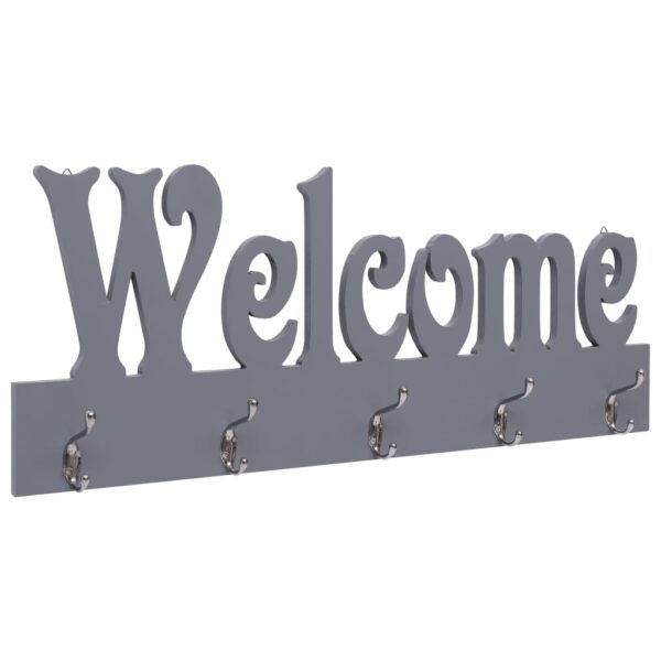 vidaXL Wall Mounted Coat Rack WELCOME Grey 74x29.5 cm - Image 1