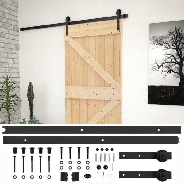 vidaXL Sliding Door with Hardware Set 100x210 cm Solid Pine Wood - Image 2