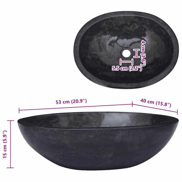 vidaXL Sink Black 53x40x15 cm Marble - Image 8