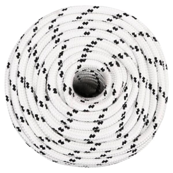 vidaXL Braided Boat Rope White 12 mmx100 m Polyester - Image 2