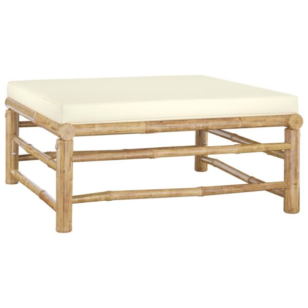 vidaXL 11 Piece Garden Lounge Set with Cream White Cushions Bamboo - Image 7