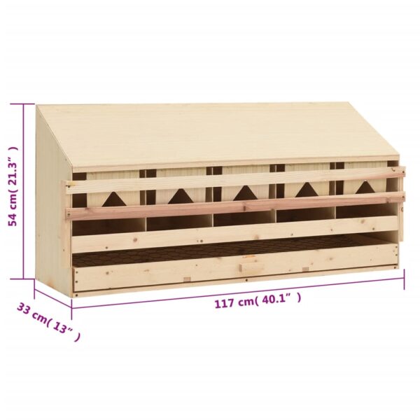 vidaXL Chicken Laying Nest 5 Compartments 117x33x54 cm Solid Pine Wood - Image 7