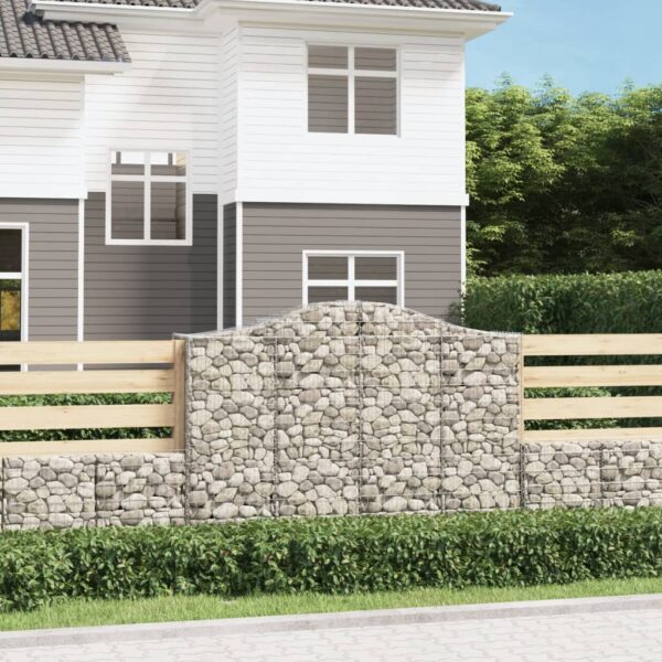 vidaXL Arched Gabion Basket 200x50x140/160 cm Galvanised Iron - Image 1