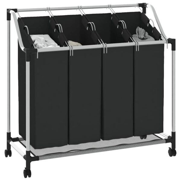 Laundry sorter with 4 bags black grey - Image 4