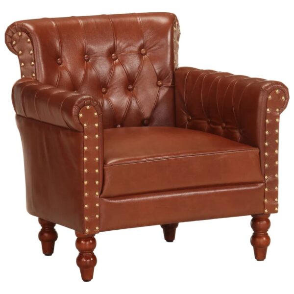 vidaXL Armchair Brown Real Goat Leather - Image 1